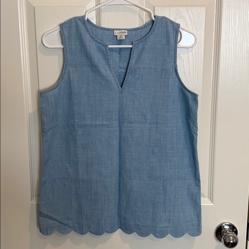 J.Crew Scalloped hem Chambray tank top